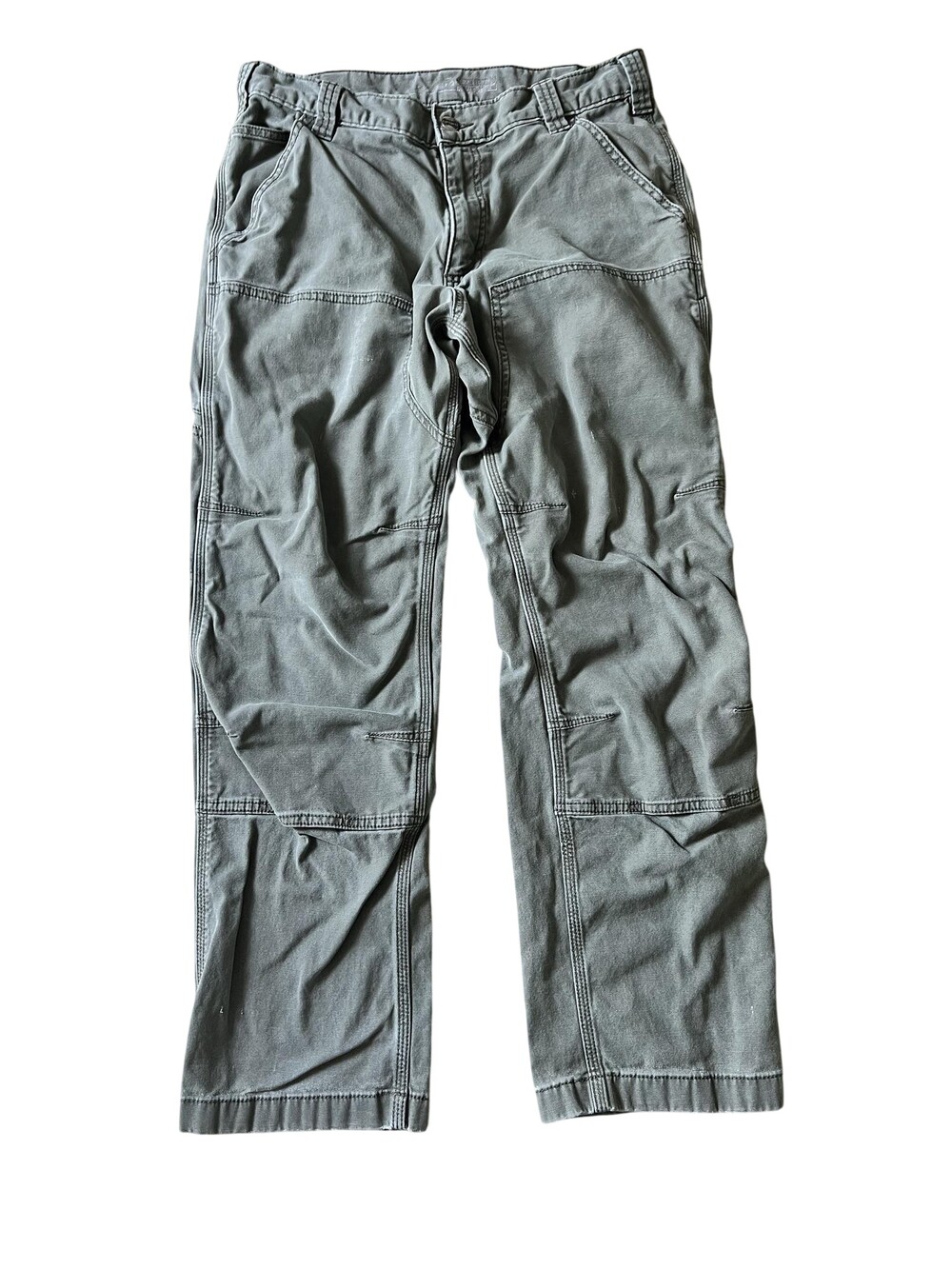 Carhartt Pants Mens 32 Green Carpenter Relaxed Canvas Workwear Distressed